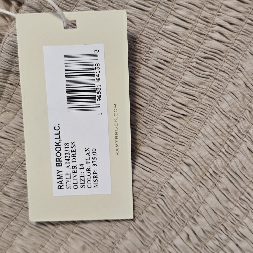 Ramy Brook Cream Maxi Sundress with Puff Sleeves and Strapless Neckline - Picture 3 of 8